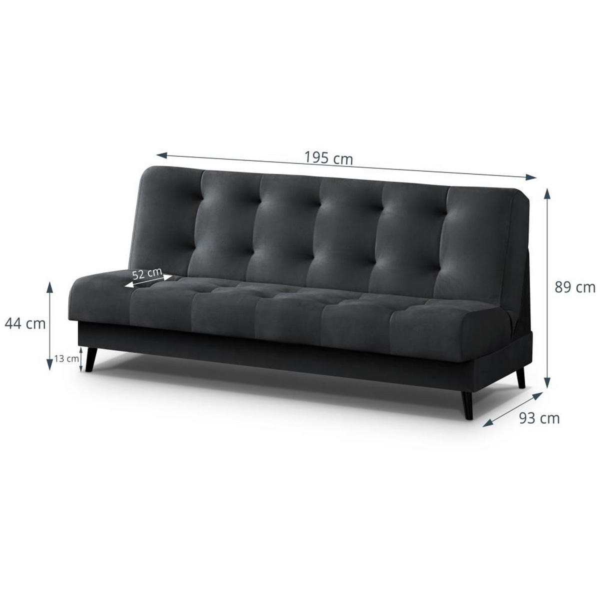 3-SITZER Schlafsofa Nancy dunkelgrau - Dunkelgrau, Holz/Textil (220/89/93cm) - Beautysofa