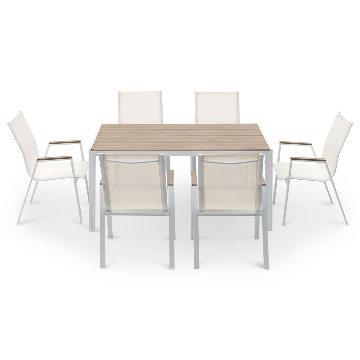 GARTENMÖBEL SET MONDELLO 7er Set beige, weiß - Beige, Metall - IDIMEX