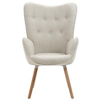 SESSEL, skandinavisch, Stoffbezug in Beige, gepolstert, Beine aus Massivholz - Beige, Holz/Textil (66/106/53cm) - Meubles Cosy