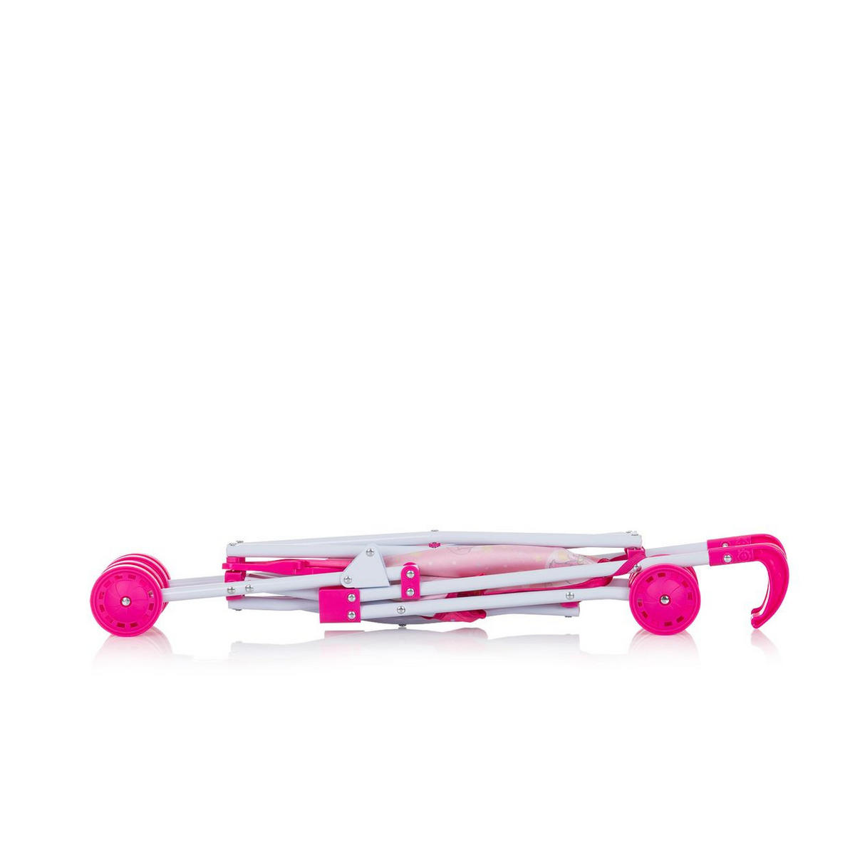 PUPPENBUGGY Lily pink Doppelräder, Schiebehöhe 57 cm, klappbar, 100% Polyester, ab 3 Jahren - Pink, Metall (27/57/40cm) - Chipolino
