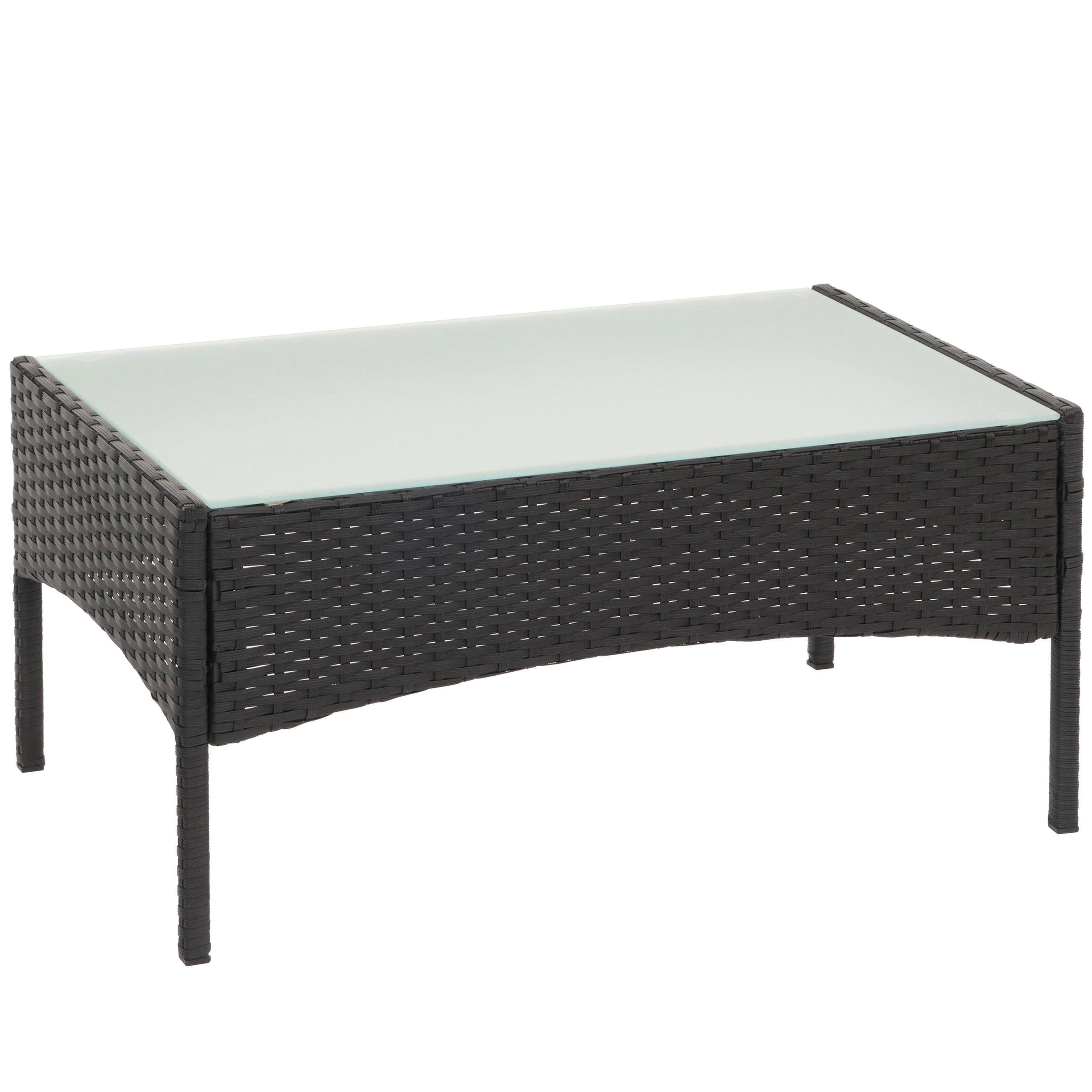 POLY-RATTAN GARTENTISCH rechteck Schwarz - Schwarz, Kunststoff (48/79/38cm) - MCW