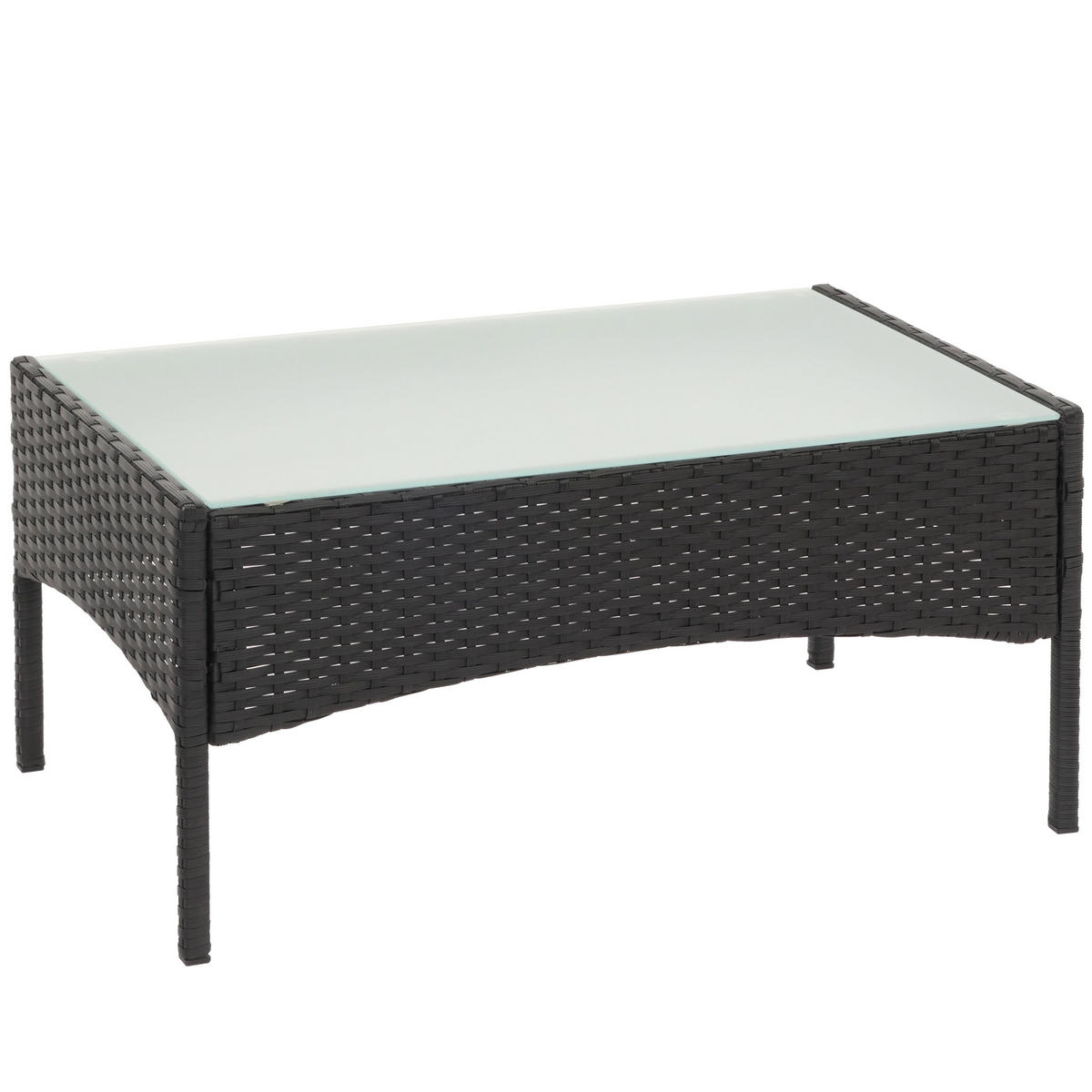 POLY-RATTAN GARTENTISCH rechteck Schwarz - Schwarz, Kunststoff (48/79/38cm) - MCW