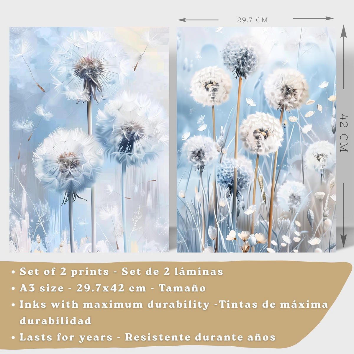 PLAKAT Sada 2 Sweet Blue 2 A3 Černý rám - černá, papír (29.7/1/42cm) - Nacnic