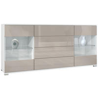 SIDEBOARD Bari Sandgrau Hochglanz - Sandfarben, Holzwerkstoff (166.5/75.5/35cm) - Vladon