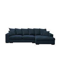 ECKSOFA Mit Schlaffunktion Und Bettkasten Couch L-form Gabon Stoff Zoom Blau Rechts - Blau, Holz (285/155cm) - Kaiser Möbel