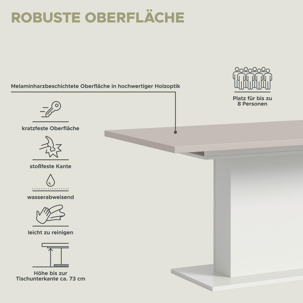 ESSTISCH MOTION (B/H/T: ca. 150/76/90 cm) in Weiß/Kaschmir - Weiß, Holzwerkstoff (90/150/76cm)