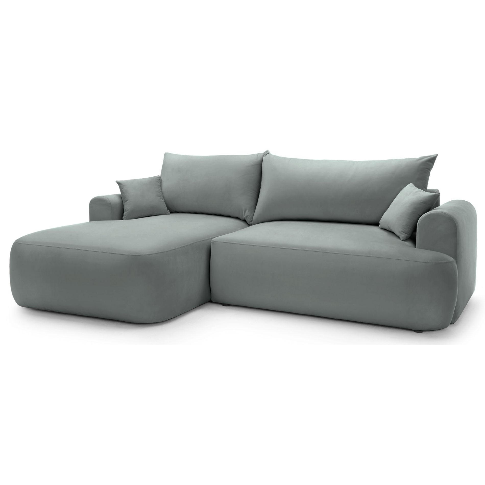 ECKSOFA Ovo Grau mit wasserabweisendem Samtbezug - Schwarz/Grau, Kunststoff/Textil (260/165cm) - Selsey