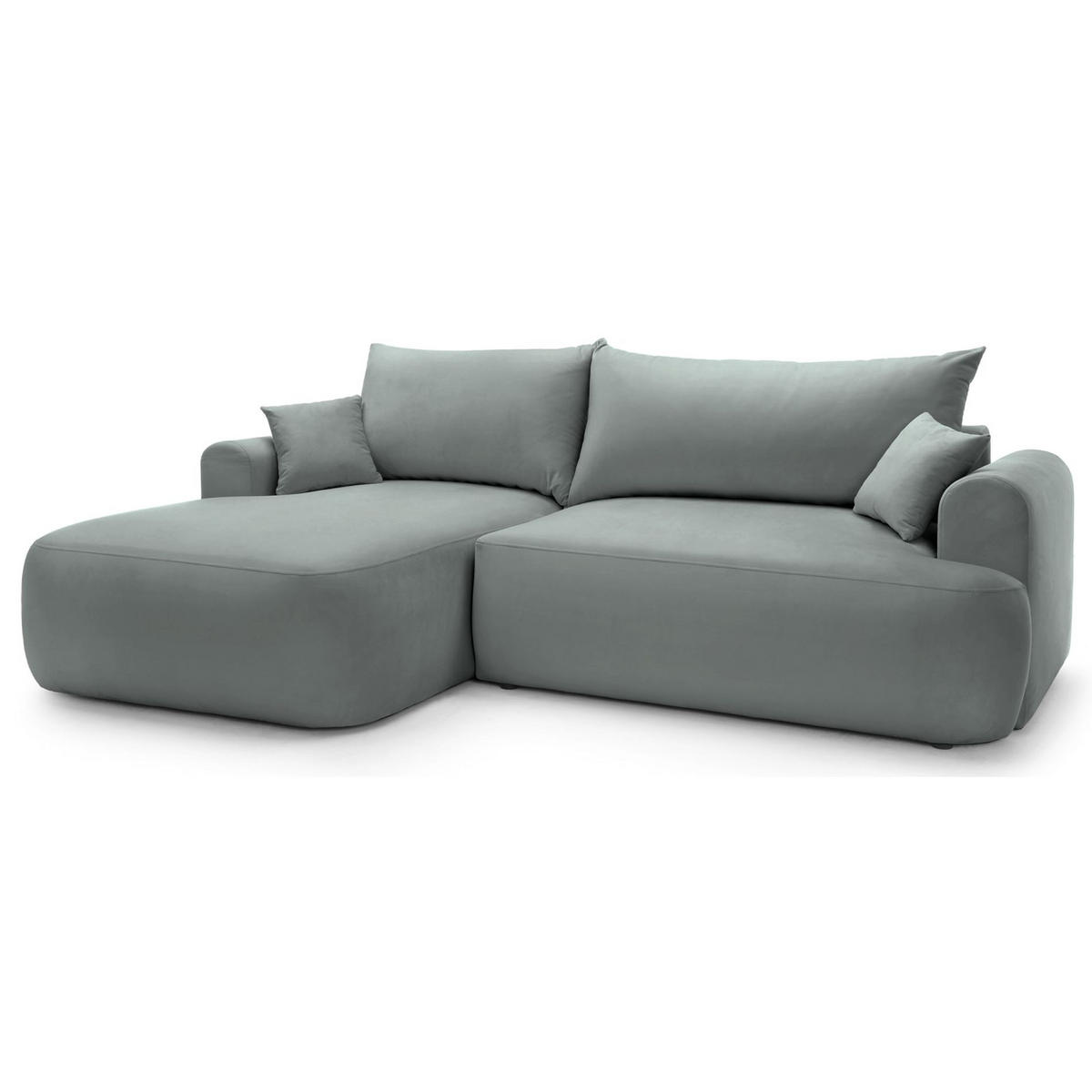 ECKSOFA Ovo Grau mit wasserabweisendem Samtbezug - Schwarz/Grau, Kunststoff/Textil (260/165cm) - Selsey
