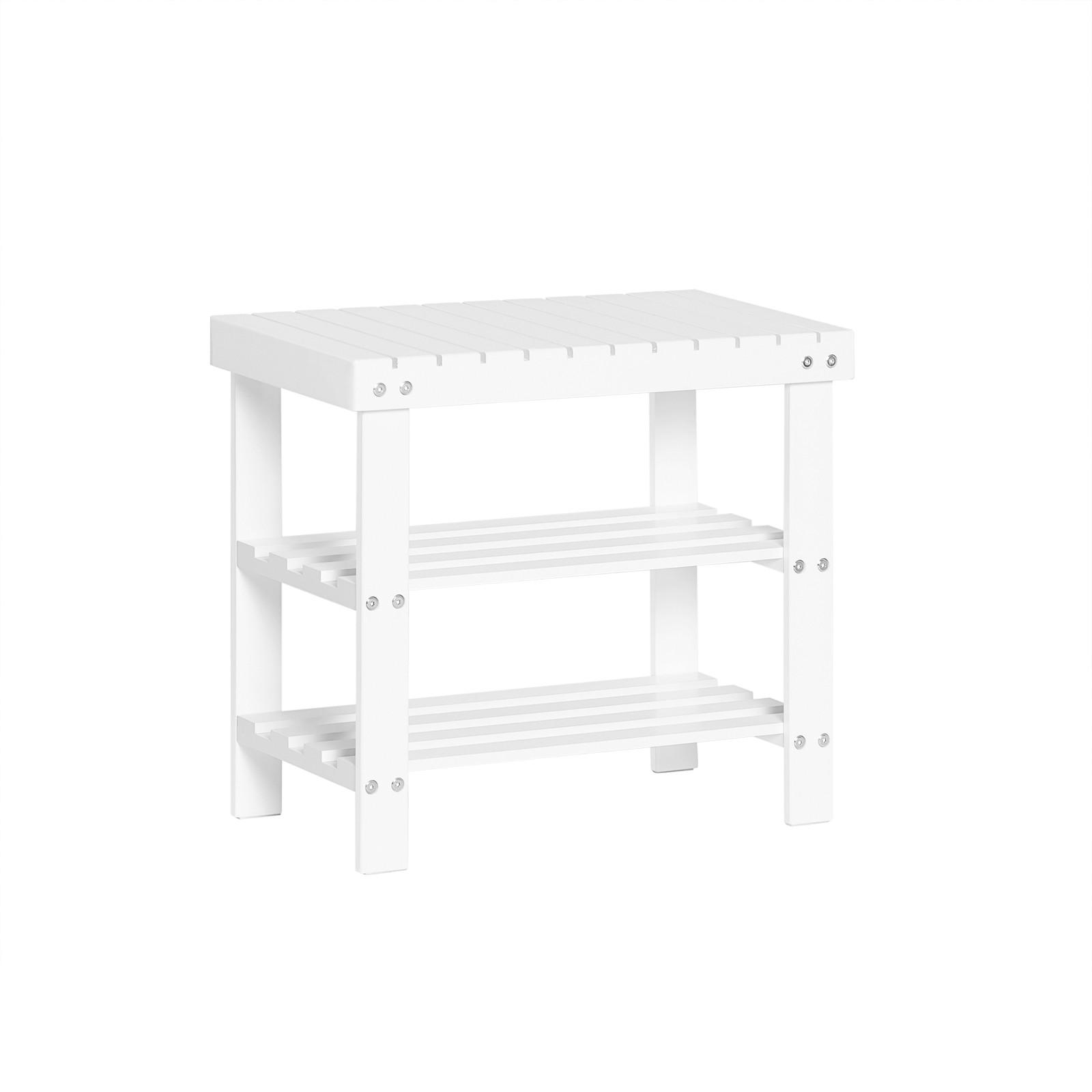 SoBuy BOTNÍK se 2 policemi Bílá 50x29x45cm Minimalistický