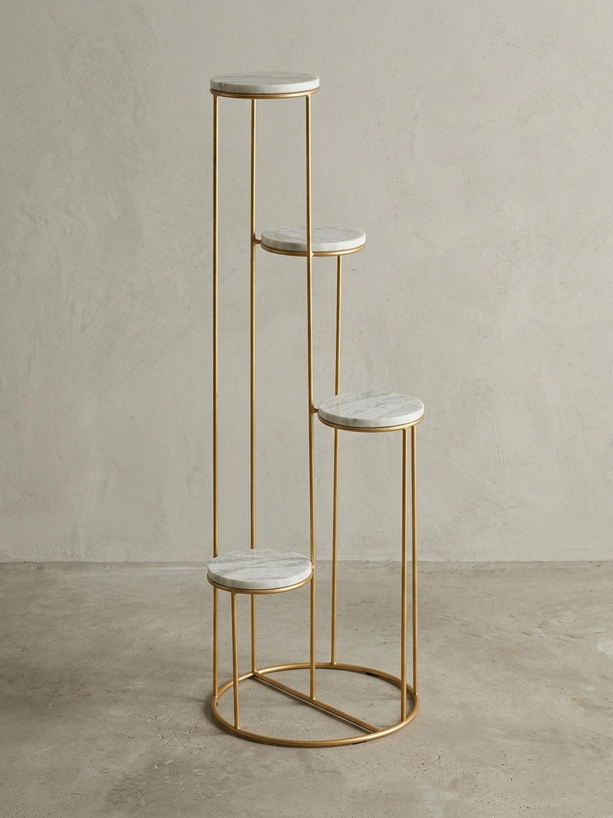 BLUMENSTÄNDER Weiß Marmor für Wohnzimmer und Dekoration - Goldfarben, Stein/Metall (37/37/108cm) - KADIMA DESIGN