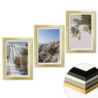WANDBILDER 3er Set - 20x30 cm Goldrahmen - Weiße Treppe mit Blick auf Santorini - Goldfarben, Kunststoff (20/30cm) - ArtPrintCave