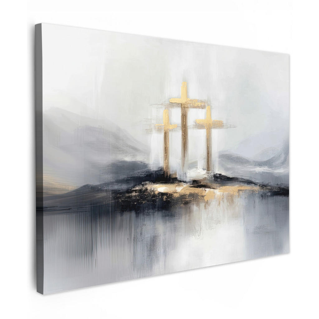 MuchoWow OBRAZ NA PLÁTNĚ Abstraktní - Malba - Křesťanství - Kříž 40x30 cm