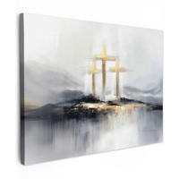 LEINWANDBILD Abstrakt - Malerei - Christentum - Kreuz Wandbild 40x30 cm - Weiß, Textil (40/30cm) - MuchoWow