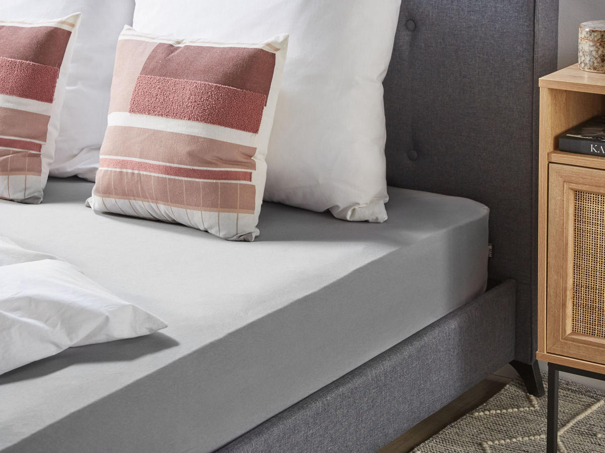 SPANNBETTLAKEN Grau 180 x 200 cm Hofuf - Grau, Textil (180/200cm) - Beliani