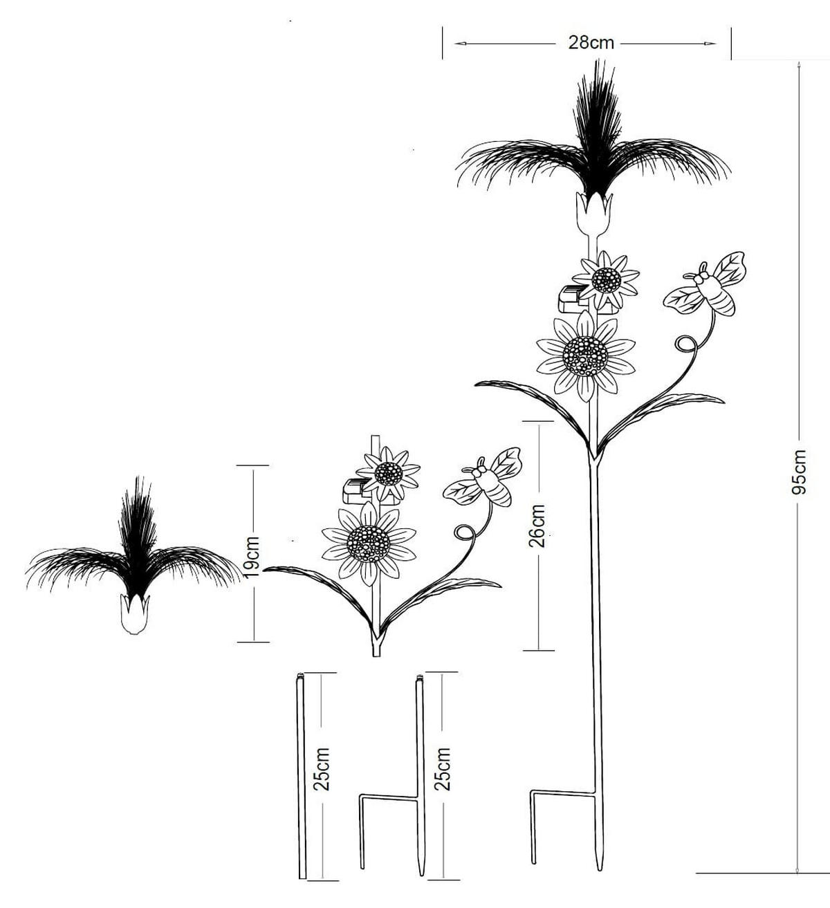 LED-SOLAR-GARTENSTECKER - mit Fiber-Beleuchtung und Dämmerungssensor für stilvolle Garten-Dekoration, RGB, 1er-Set - Weiß, Kunststoff (5/28/93cm) - Northpoint