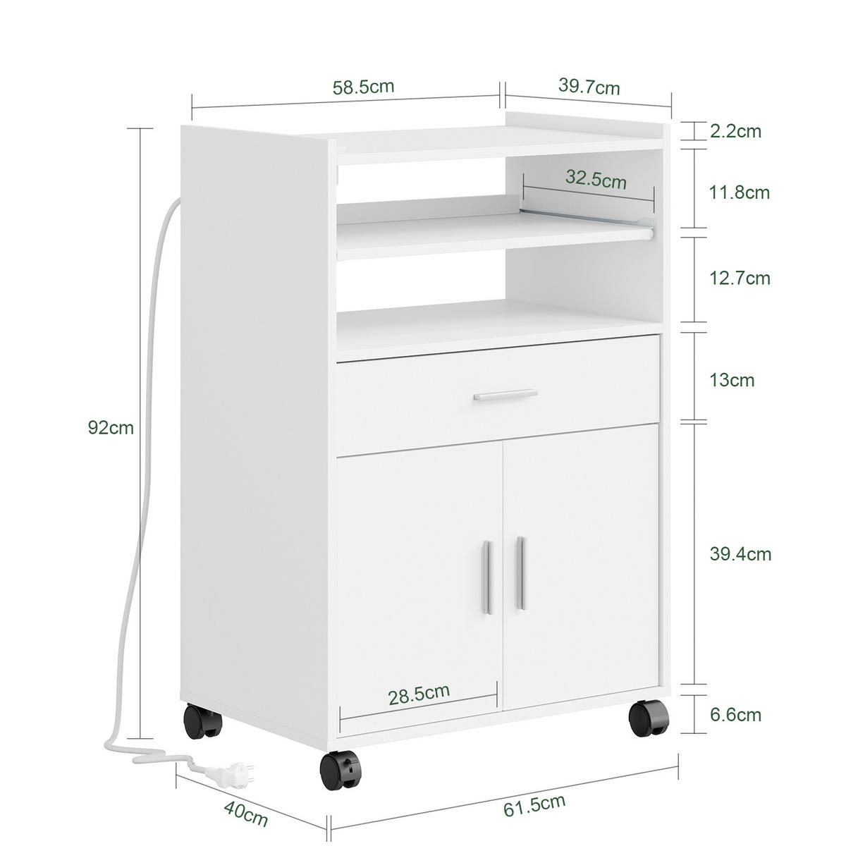 MIKROWELLENSCHRANK mit 4-in-1-Ladestation 61,5×40×92 cm - Ahornfarben, Fell (61/92/40cm) - SoBuy