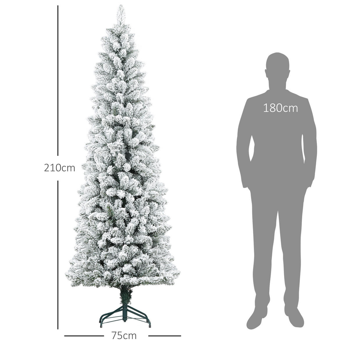 KÜNSTLICHER Weihnachtsbaum, 210 cm Christbaum mit 687 Spitzen für Weihnachten - Grün, Kunststoff/Metall (210cm) - HOMCOM