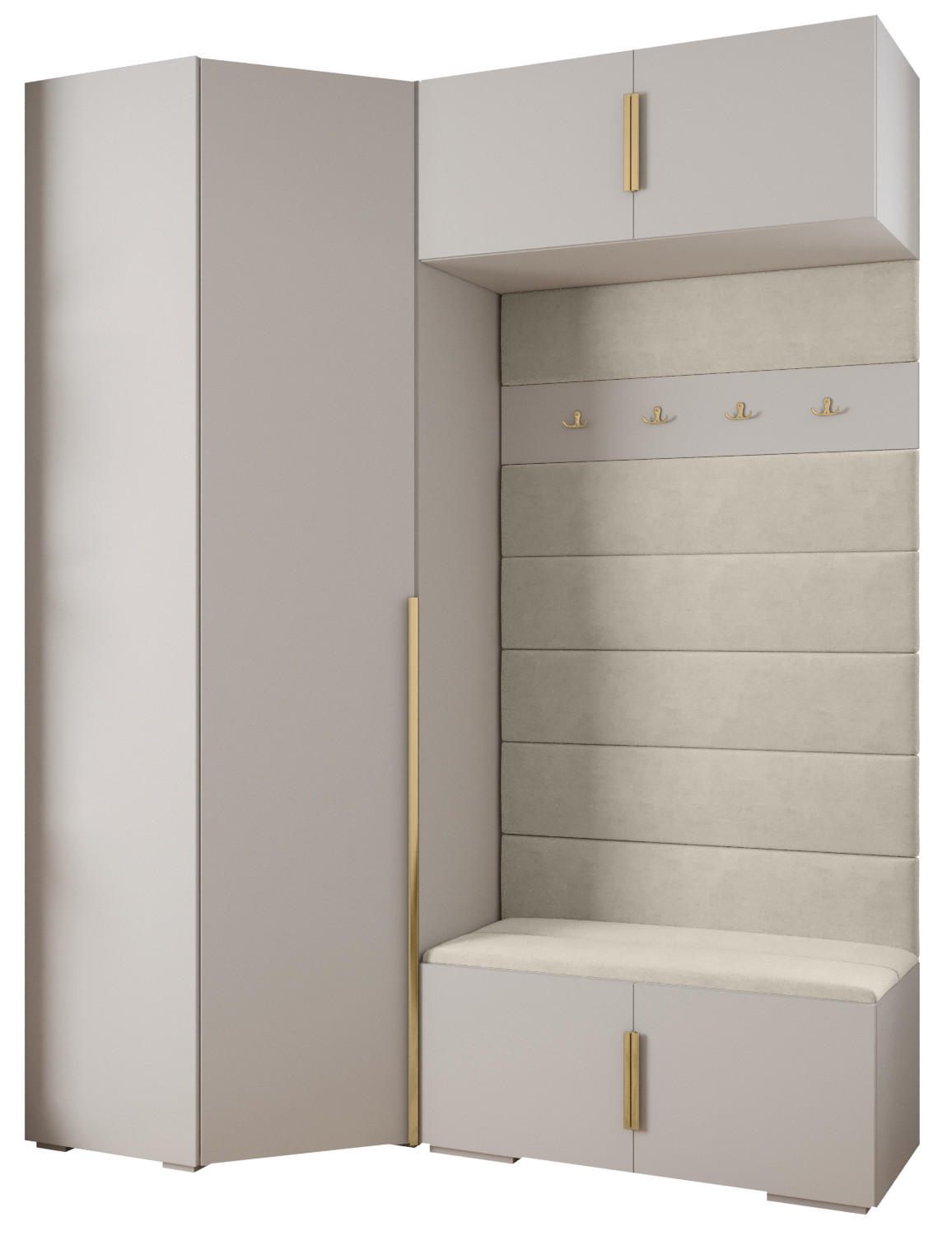 Abiks Möbel Garderoben-Set Weiß, Beige, Gold 181.7x236.7x47 cm