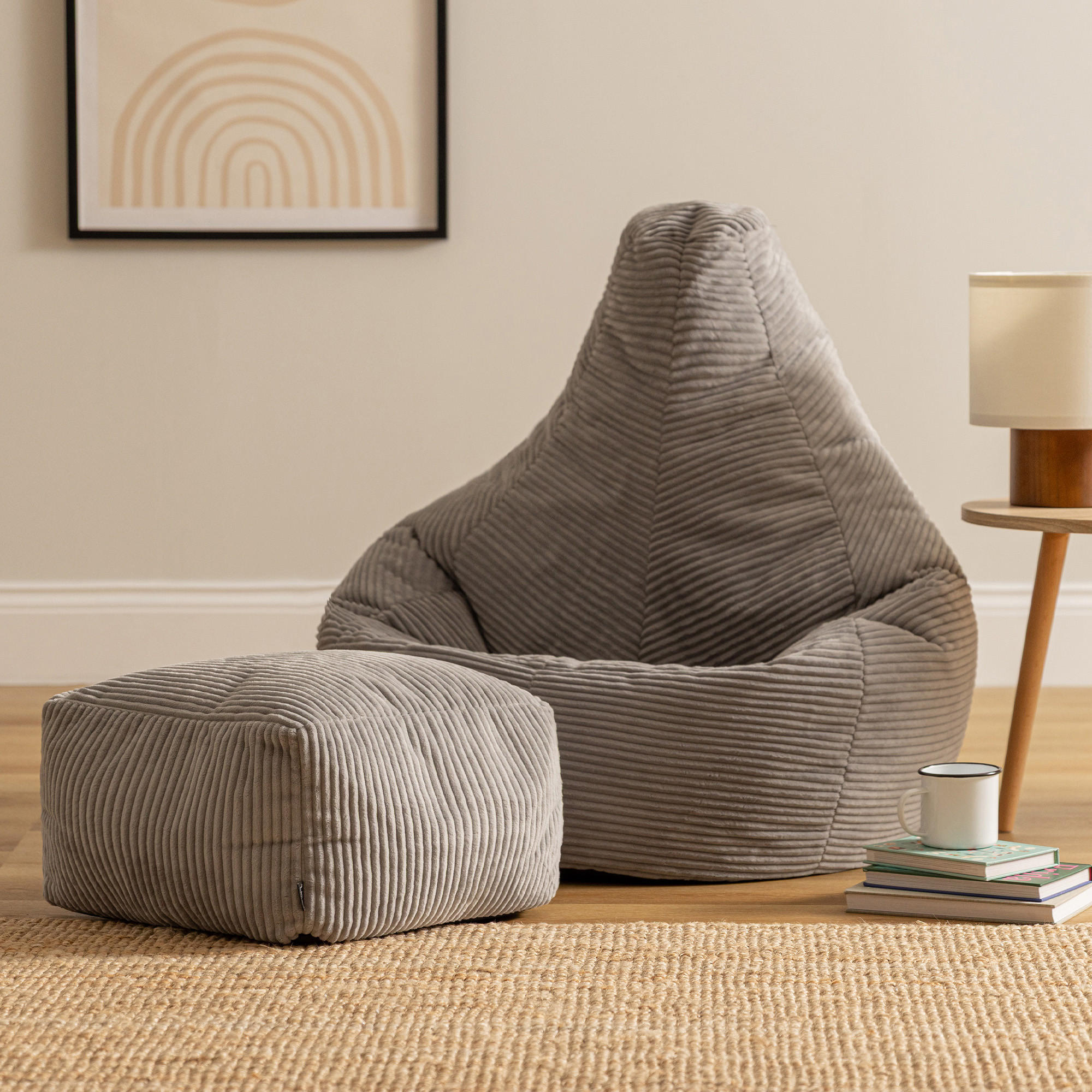 SITZSACK Dalton mit Hocker - Grau, Textil (90/73/84cm) - icon