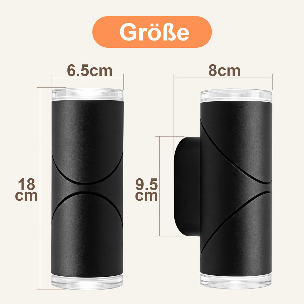 LED WANDLEUCHTE Hrisal 8/6.5/18 cm - Schwarz, Metall (8/6.5/18cm) - ZMH