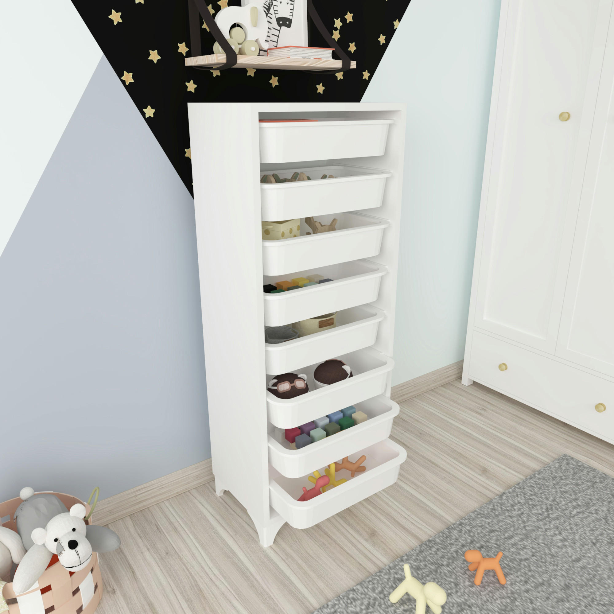 KOMMODE Lurøy - Weiß, Holzwerkstoff/Kunststoff (45/116.5/30cm) - [en.casa]