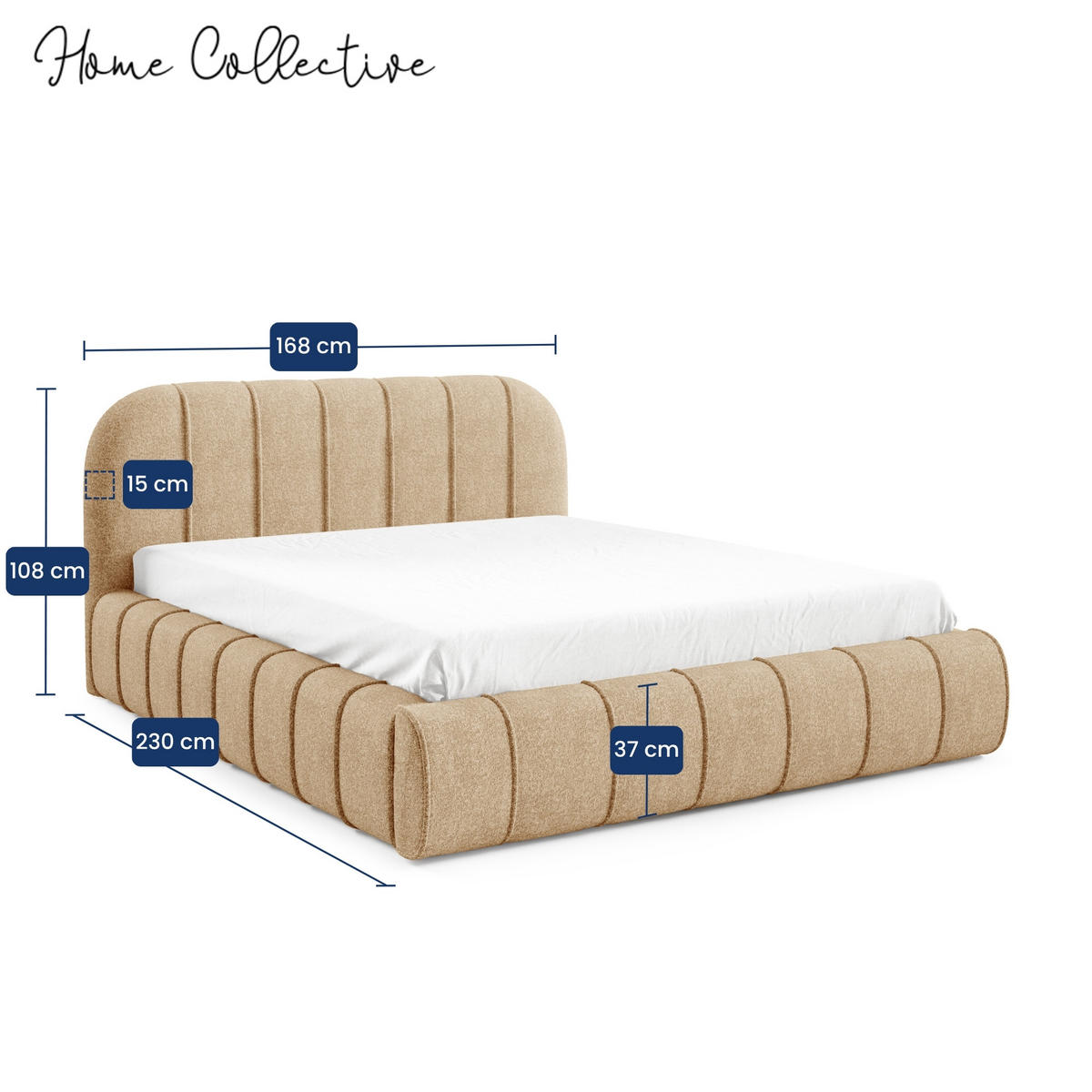 POLSTERBETT mit Stauraum 140x200 cm in Hellbraun - Hellbraun, Textil (140/200cm) - Home Collective