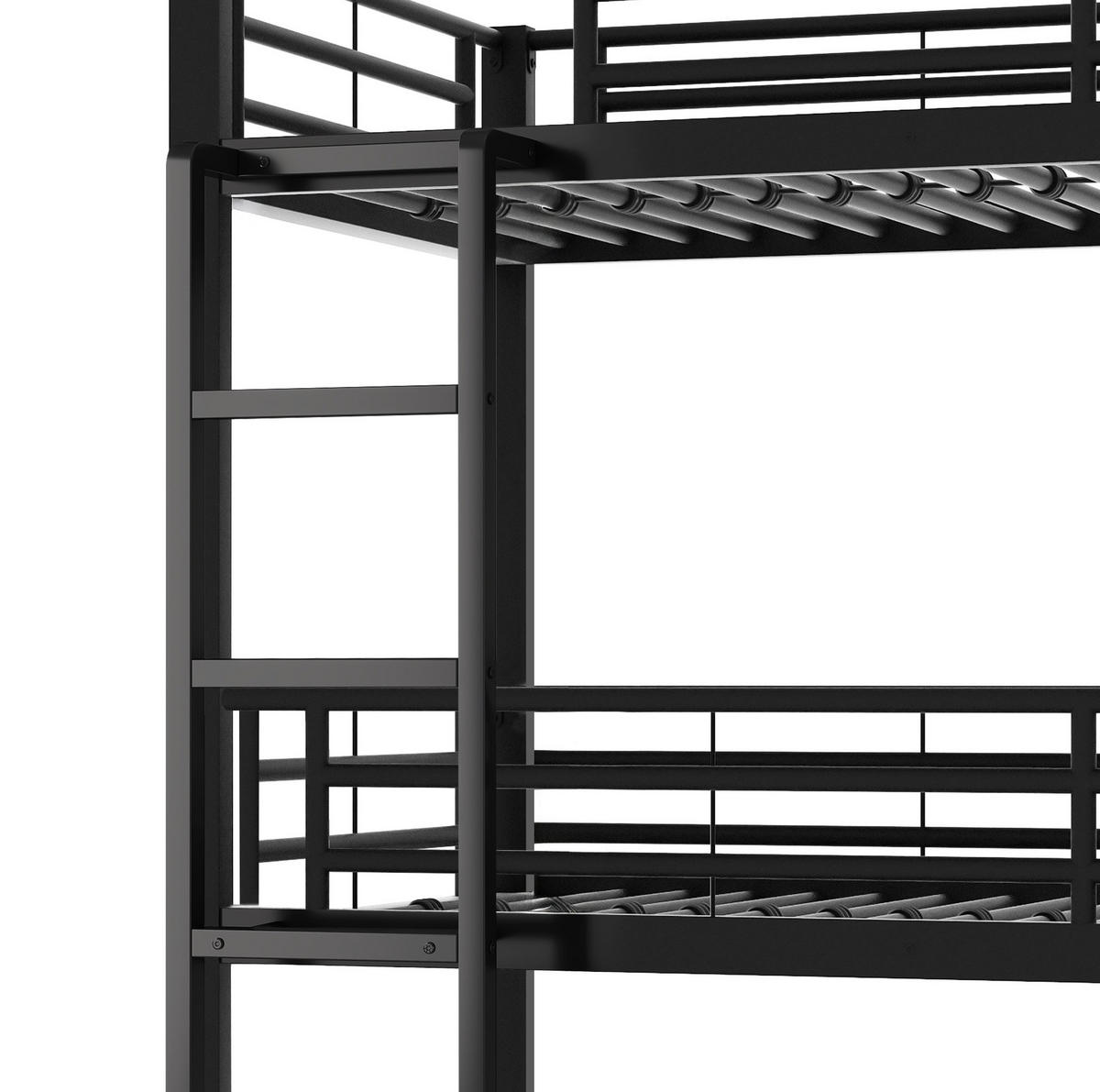 ETAGENBETT Kinderbette 90/200 cm aus Metall mit Sicherheitsgeländern Schwarz - Schwarz, Metall (90/200cm) - Modenvie