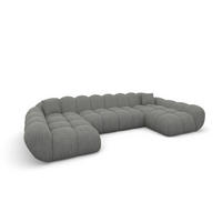 WOHNLANDSCHAFT Liva Grau Strukturstoff U-Form XXL Studio - Grau, Textil (330/70/160cm) - VAROYAL
