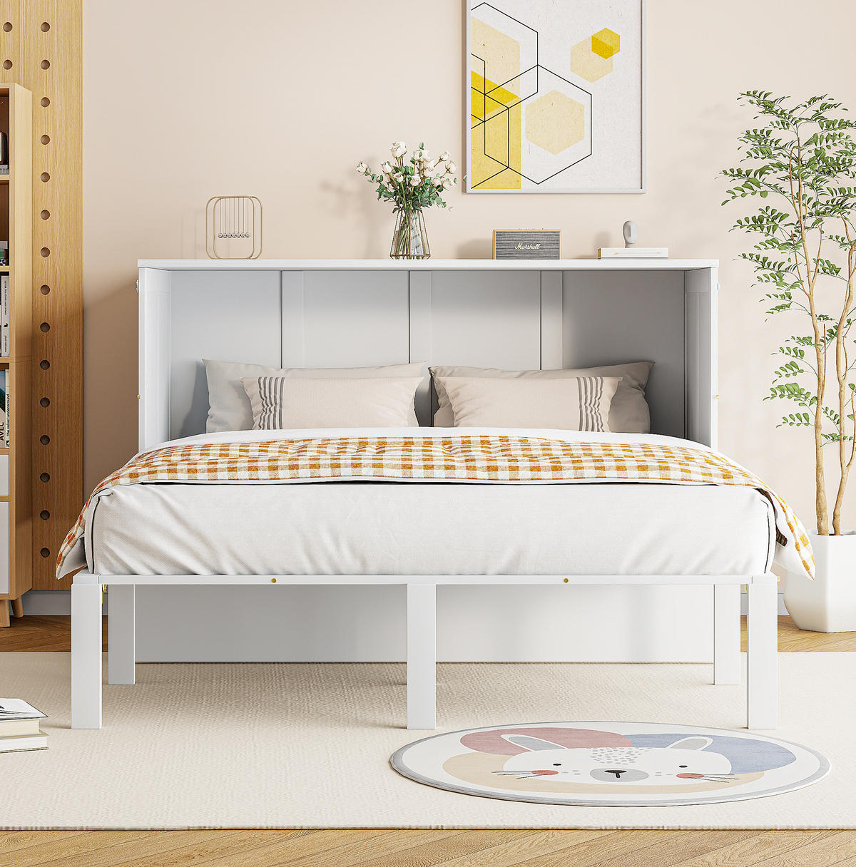 KLAPPBETT 140/200 cm vertikal in Weiß – platzsparend mit Stauraum - Weiß, Holz (140/200cm) - BEAOK