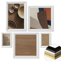 WANDBILDER 5er-Set - 50x50 cm & 20x30 cm & 40x60 cm Weißer Rahmen - Moderne Steinstrukturen - Weiß, Kunststoff (40/60cm) - ArtPrintCave