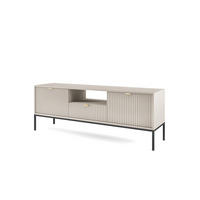 TV-SCHRANK Nova Kaschmir, Schwarze Beine, zweitüriger TV-Tisch - Kaschmir/Schwarz, Holzwerkstoff/Metall (154/56/39cm) - Bettso
