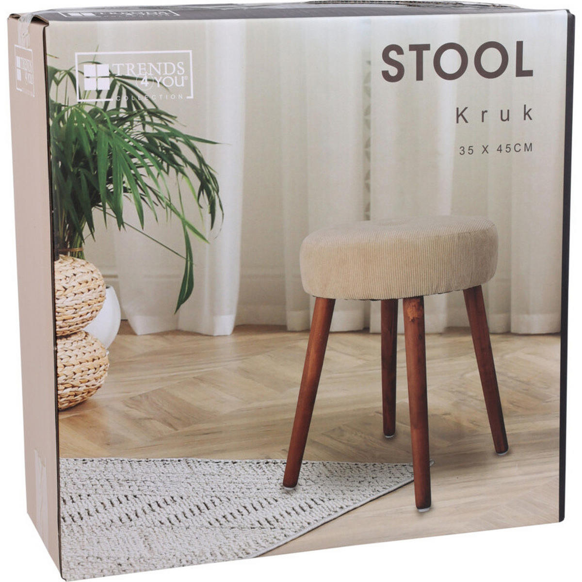 HOCKER mit weichem Sitz aus Kordsamt 35/35/45 cm - Beige, Textil (35/45/35cm) - Home Styling Collection
