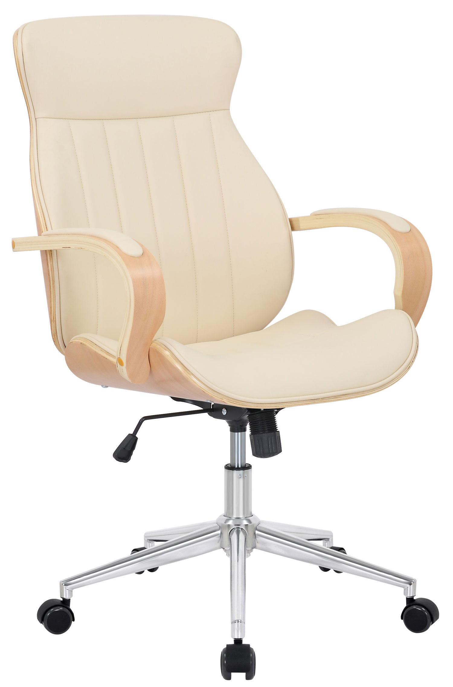 BÜROSTUHL Mellow, Kunstleder Natura/Creme - Creme, Textil/Metall (64/132/65cm) - TPFLiving