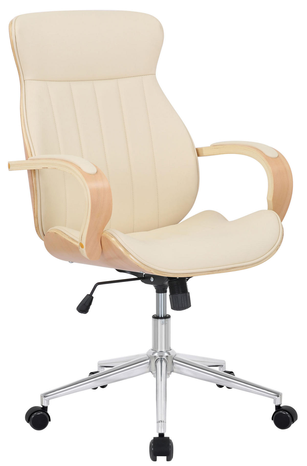 BÜROSTUHL Mellow, Kunstleder Natura/Creme - Creme, Textil/Metall (64/132/65cm) - TPFLiving