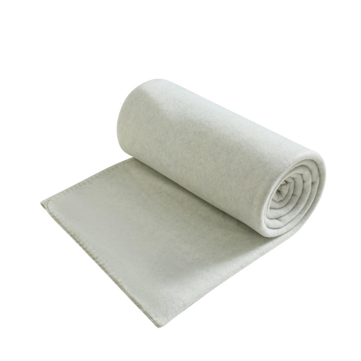 FLEECEDECKE eco-line weiß meliert 130/160 cm Ketteleinfassung Anti-Pilling - Weiß, Textil (130/160cm) - wometo