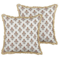 DEKOKISSEN 2er-Set Hellbeige 45/45 cm Omorika - Beige/Multicolor, Naturmaterialen/Textil (45/45cm) - Beliani