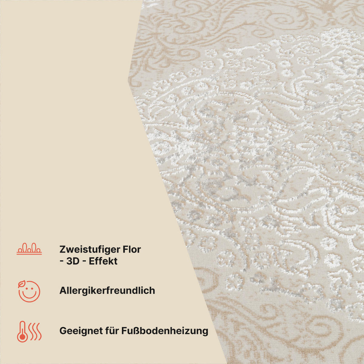 TEPPICH ARES Creme 250/350 cm - Creme, Textil (250/350cm) - Tapiso
