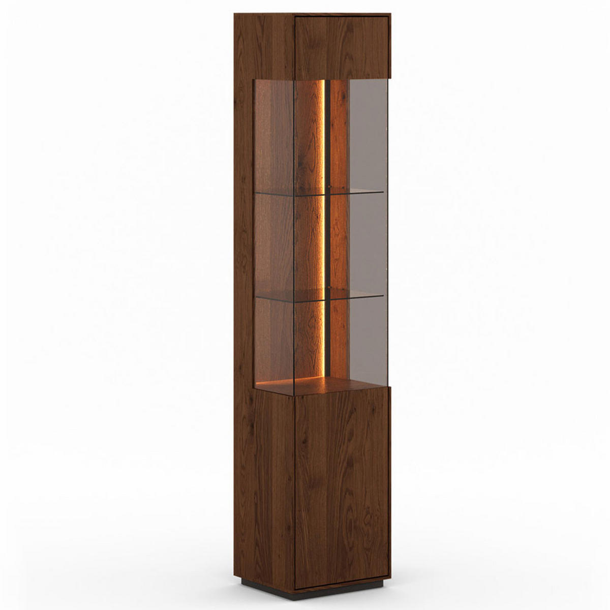 VITRINE Collodi Wildeiche Tabak 43 / 37 / 205cm - Wildeiche/Eichefarben, Holz (43/205/37cm) - Feldmann-Wohnen