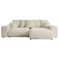 ECKSOFA Ottomane rechts ESKAR-L 266x176x84 Cappuccino Velours - Schwarz/Cappuccino, Holzwerkstoff/Kunststoff (176/266cm) - ALTDECOR