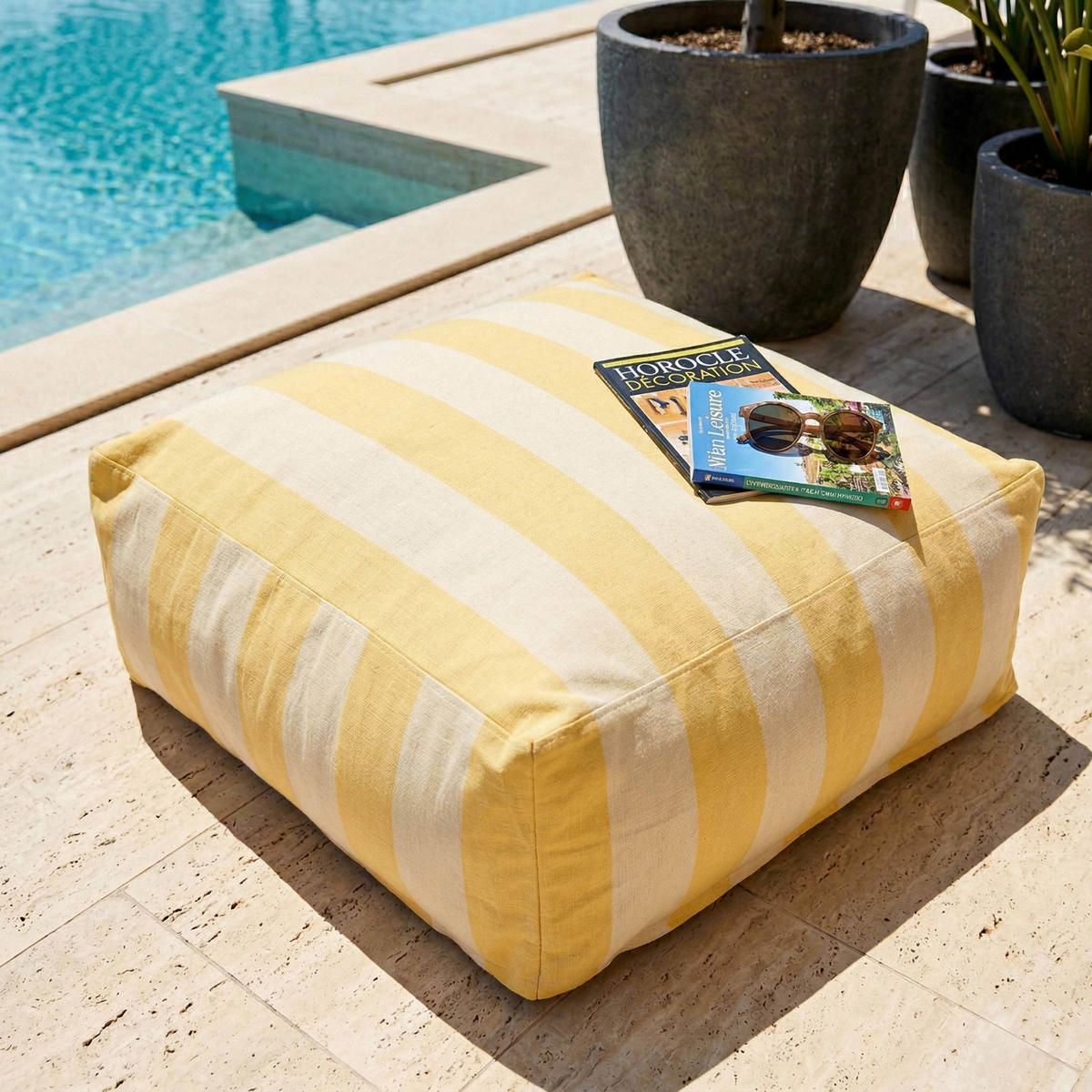 OUTDOOR-SITZSACK, Hellgelb - Gelb, Textil - Oviala