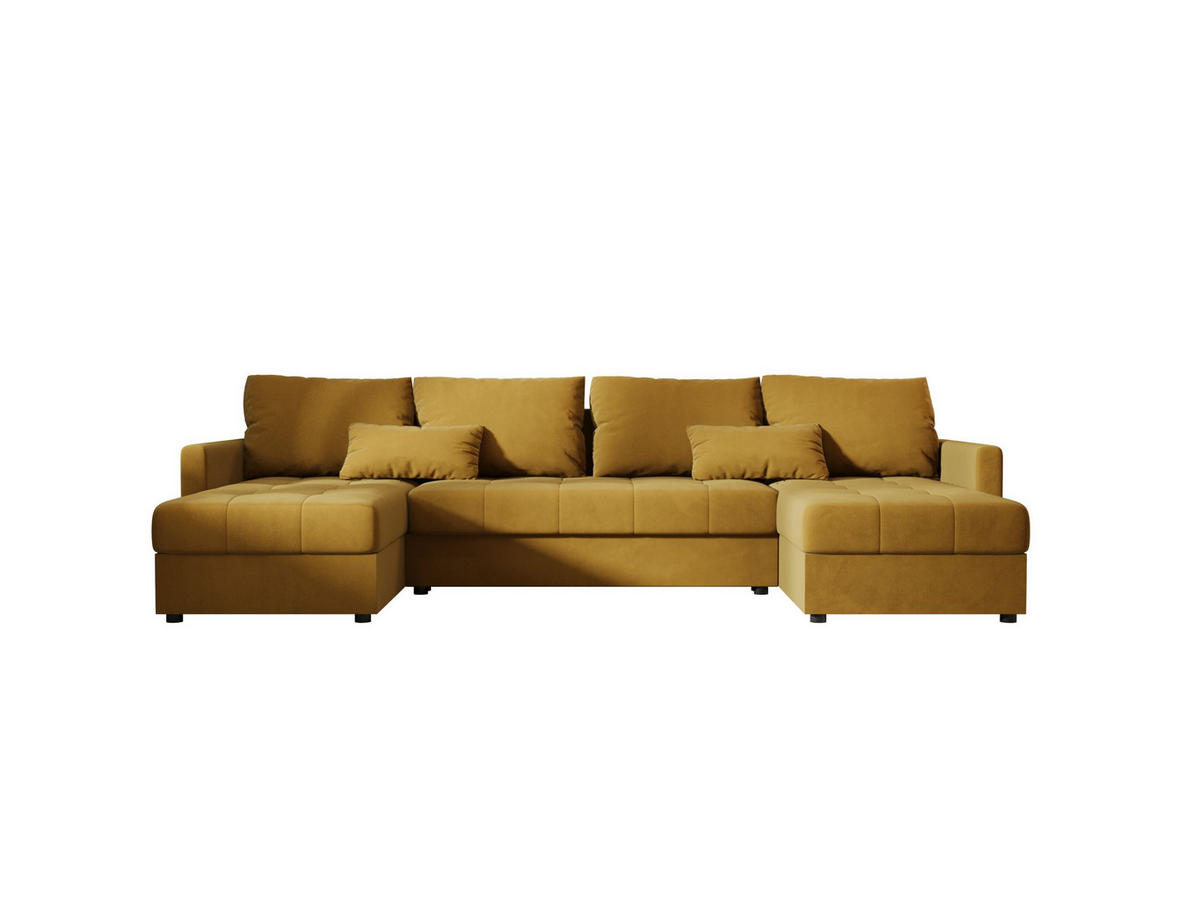 ECKSOFA MOS U BIS Itaka 33 mit Schlaffunktion - Currygelb, Textil (285/85/140cm) - Bedante