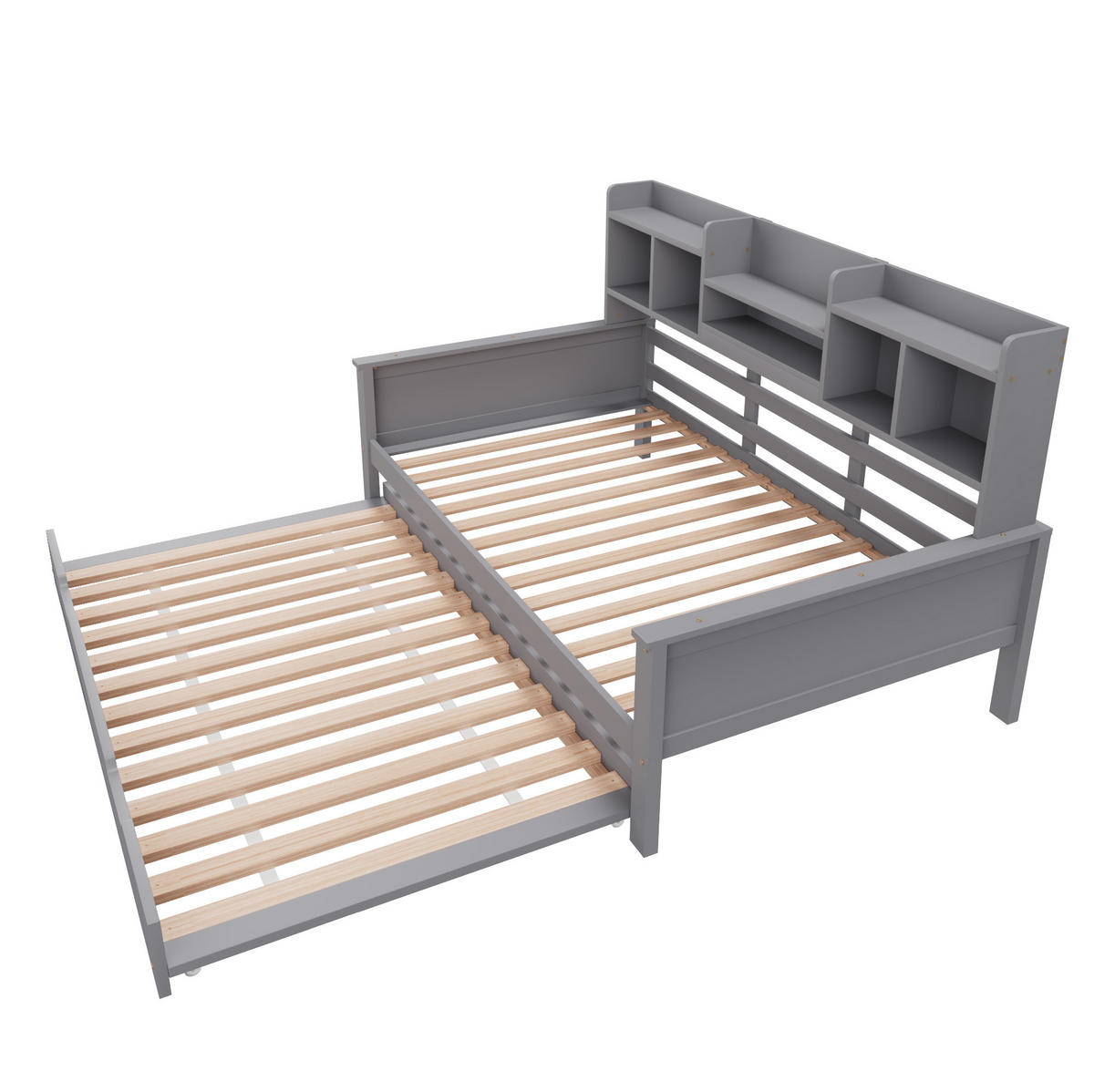 SCHLAFSOFA 90/200 cm mit ausziehbarem Bett, Ablagefächern und Lattenrost, Grau - Grau, Holzwerkstoff (205/110/97cm) - Redom