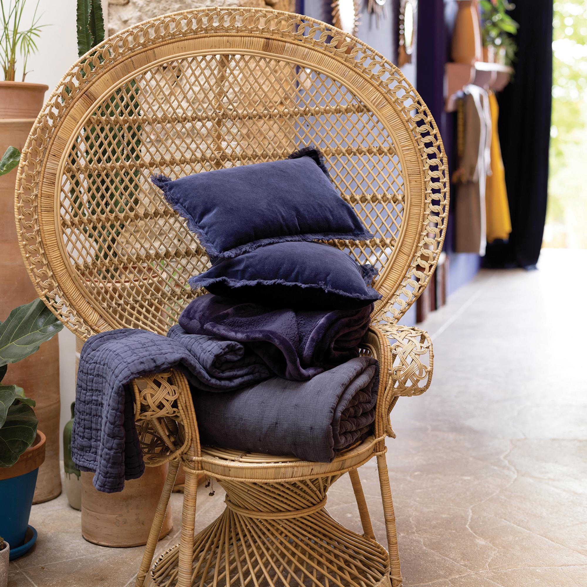 BETTÜBERWURF Michka marine 240 x 220 cm - Dunkelblau, Textil (220/240cm) - Vivaraise