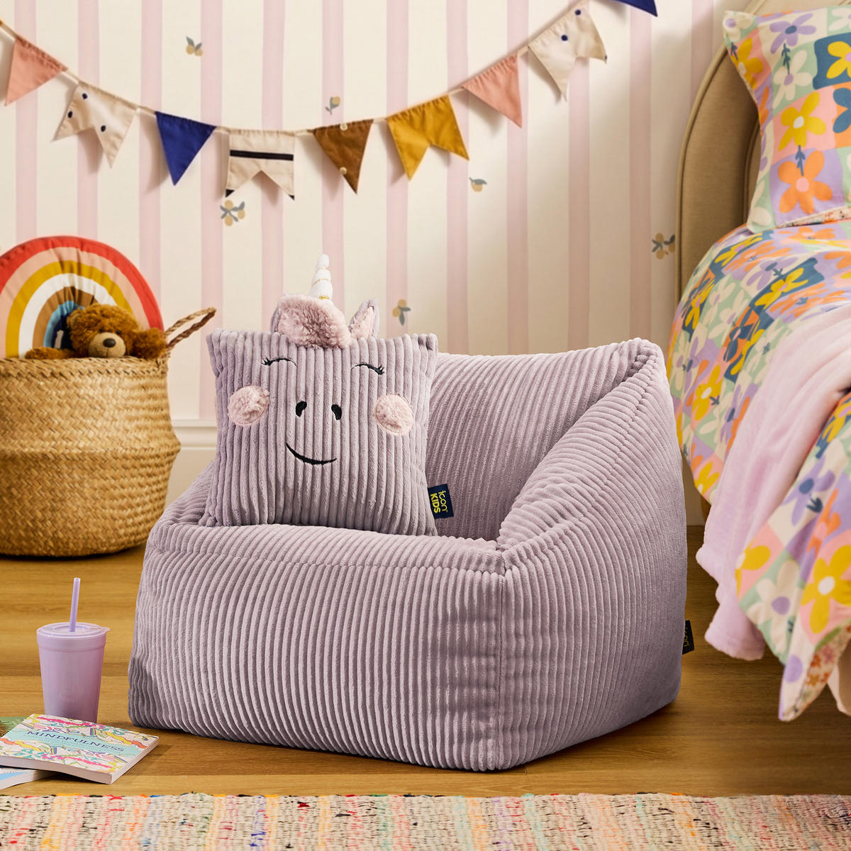 KINDERSITZSACK Natalia mit Animalkissen - Flieder, Textil (55/50/55cm) - icon