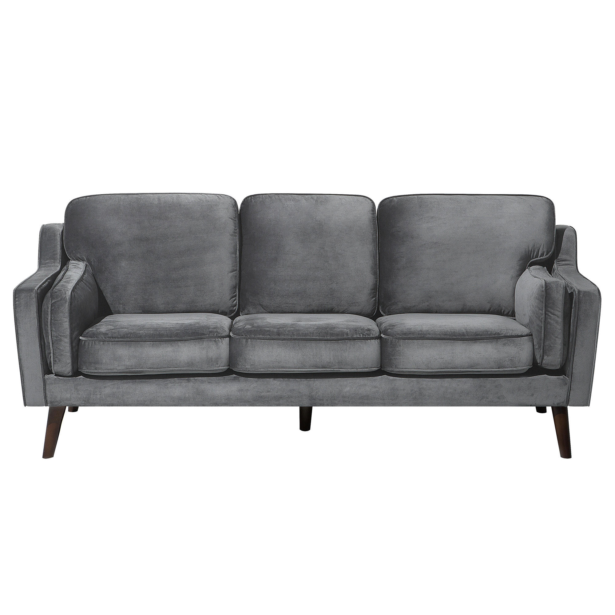 3-SITZER-SOFA Samtstoff Dunkelgrau Lokka - Dunkelgrau, Textil (204/85/83cm) - Beliani