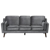 3-SITZER-SOFA Samtstoff Dunkelgrau Lokka - Dunkelgrau, Textil (204/85/83cm) - Beliani