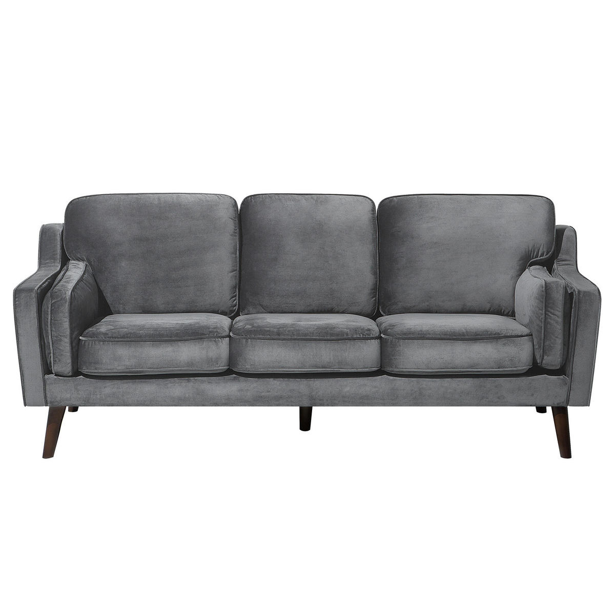 3-SITZER-SOFA Samtstoff Dunkelgrau Lokka - Dunkelgrau, Textil (204/85/83cm) - Beliani