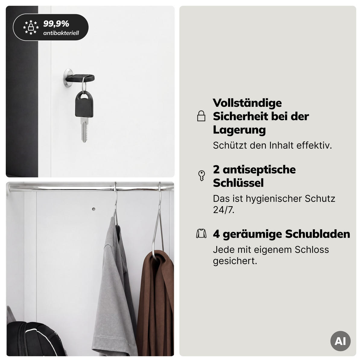 KLEIDERSCHRANK JULIA 185x80x45 cm - Weiß, Metall (80/185/45cm) - Jan Nowak