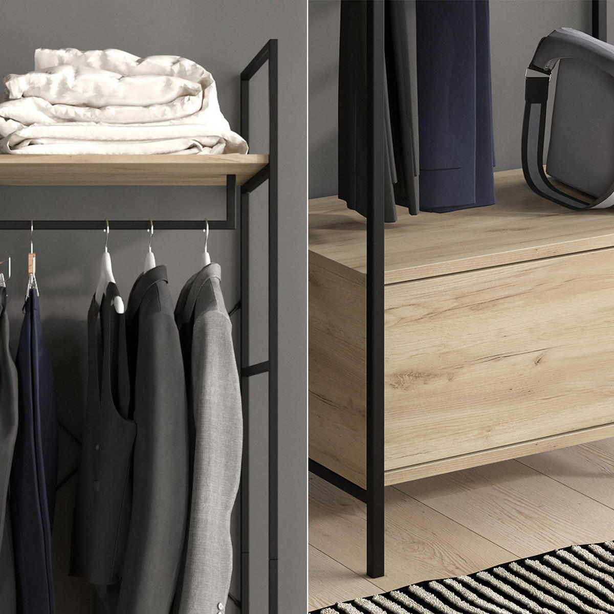 ŠATNÍ SKŘÍŇ Enya Dřevo - přírodní/černá, kompozitní dřevo (60/180/40cm) - Vicco