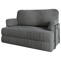 BETTSOFA KESTE aus Schaumstoff Bucle-Stoff Grau Schlaffunktion - Grau, Textil (140/86/60cm) - MASSENO